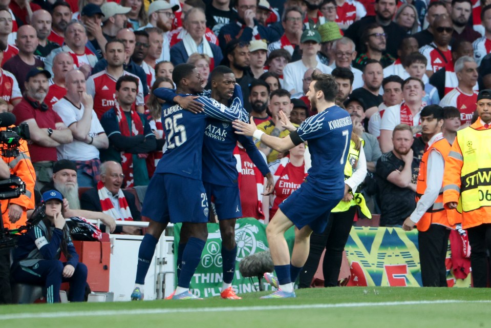 PSG players celebrating a goal.