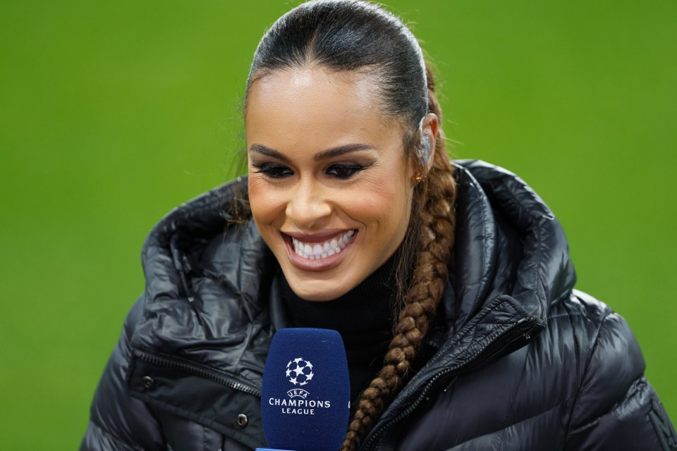 Anita Nneka Jones, TV presenter, at a UEFA Champions League match.