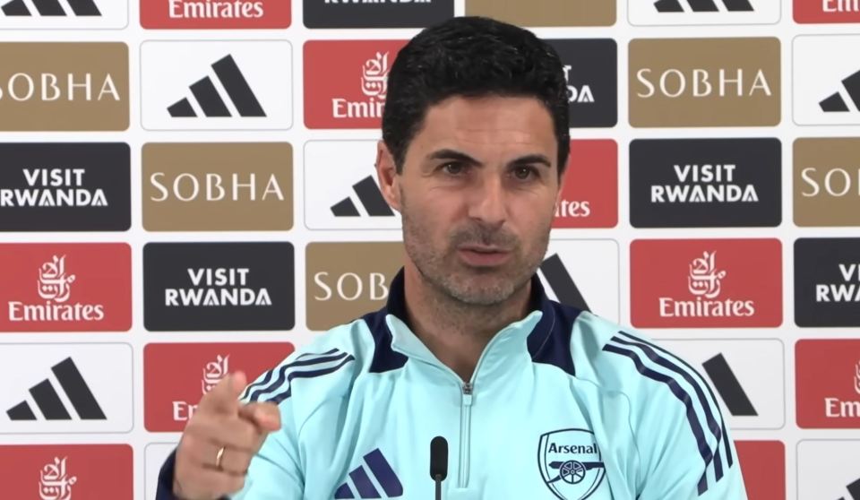 Mikel Arteta at a press conference.