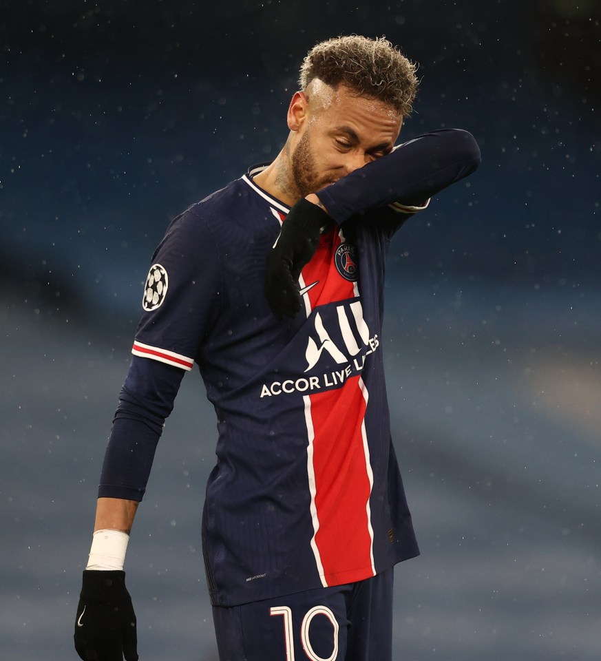 Neymar Jr. of Paris Saint-Germain during a Champions League match.