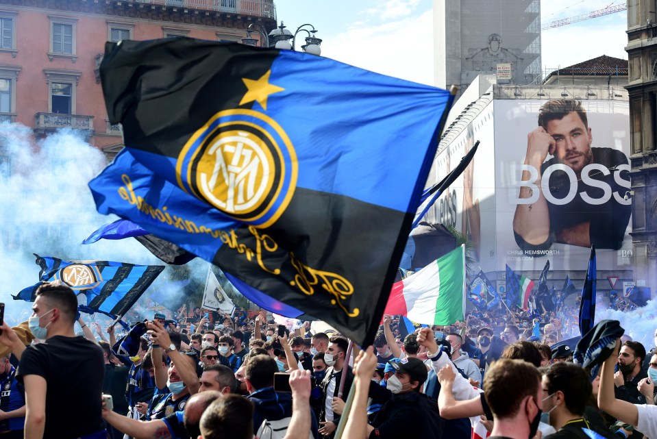 Inter Milan fans celebrating their Serie A victory.