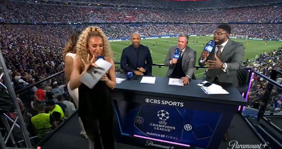 Kate Abdo substituting for Anita Nneka Jones at a Champions League Final broadcast.