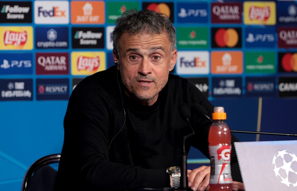 PSG coach Luis Enrique at a press conference.