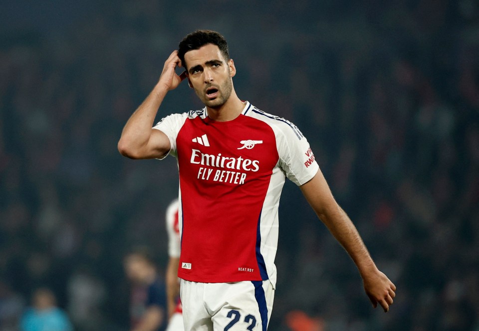 Mikel Merino of Arsenal during a Champions League match.