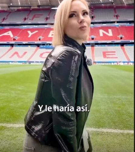 TNT Sports presenter twerks in see-through outfit and leather coat as she hosts Champions League final