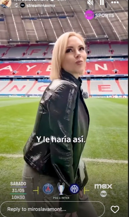 TNT Sports presenter twerks in see-through outfit and leather coat as she hosts Champions League final